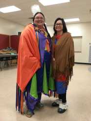 Tori and Launa at South Broadview teaching traditional dance